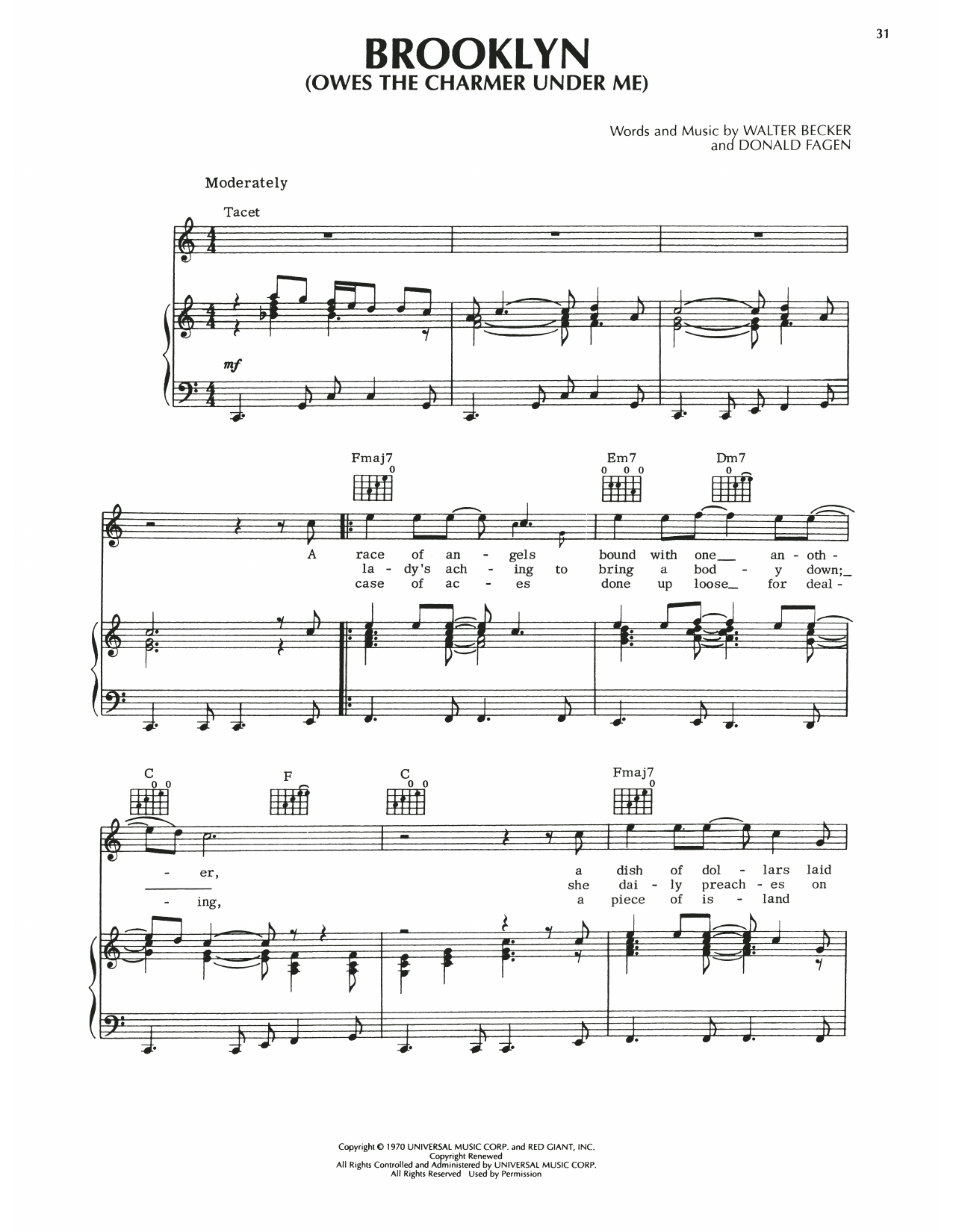 Download Steely Dan Brooklyn (Owes The Charmer Under Me) Sheet Music