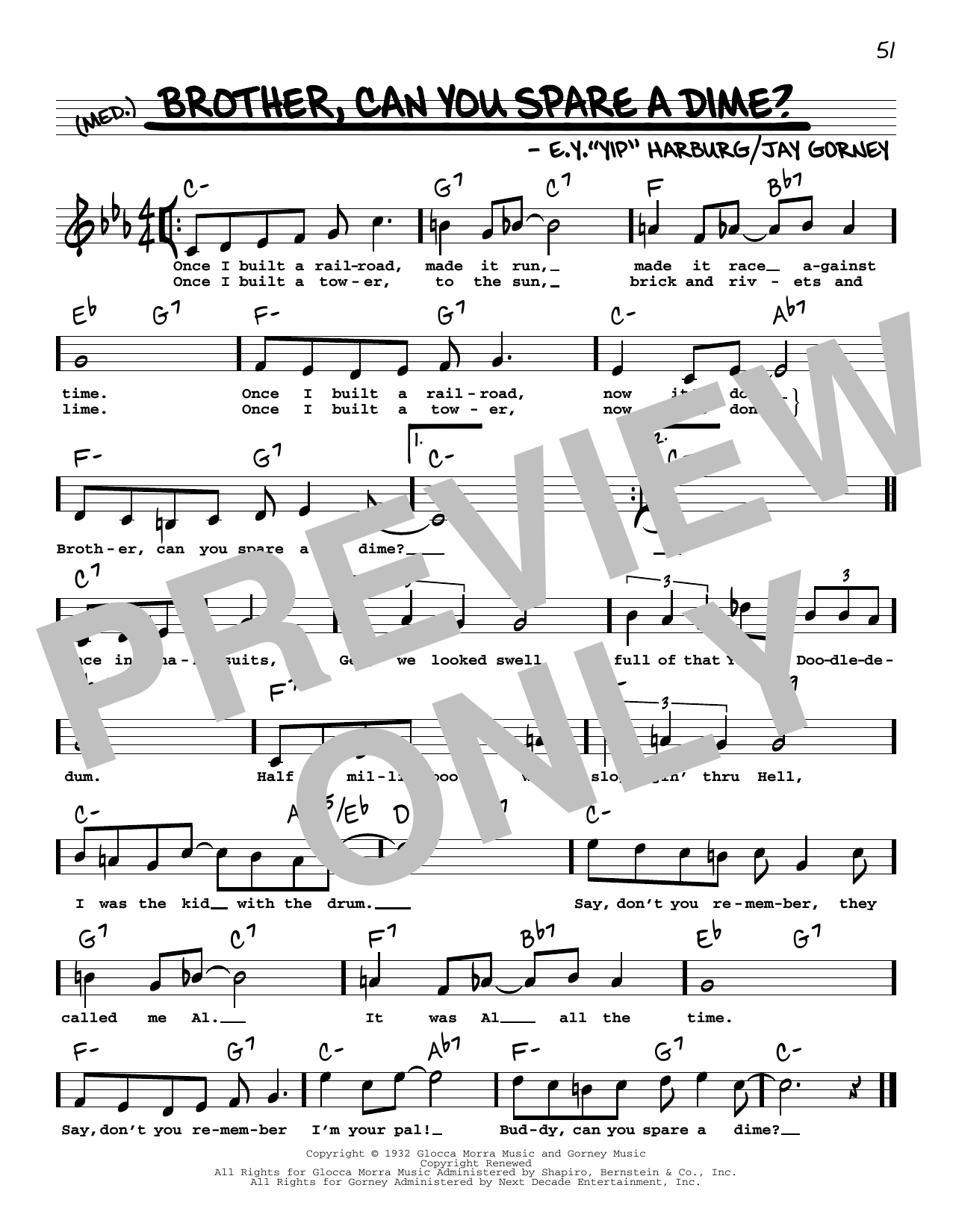 Download Jay Gorney Brother, Can You Spare A Dime? (High Vo Sheet Music
