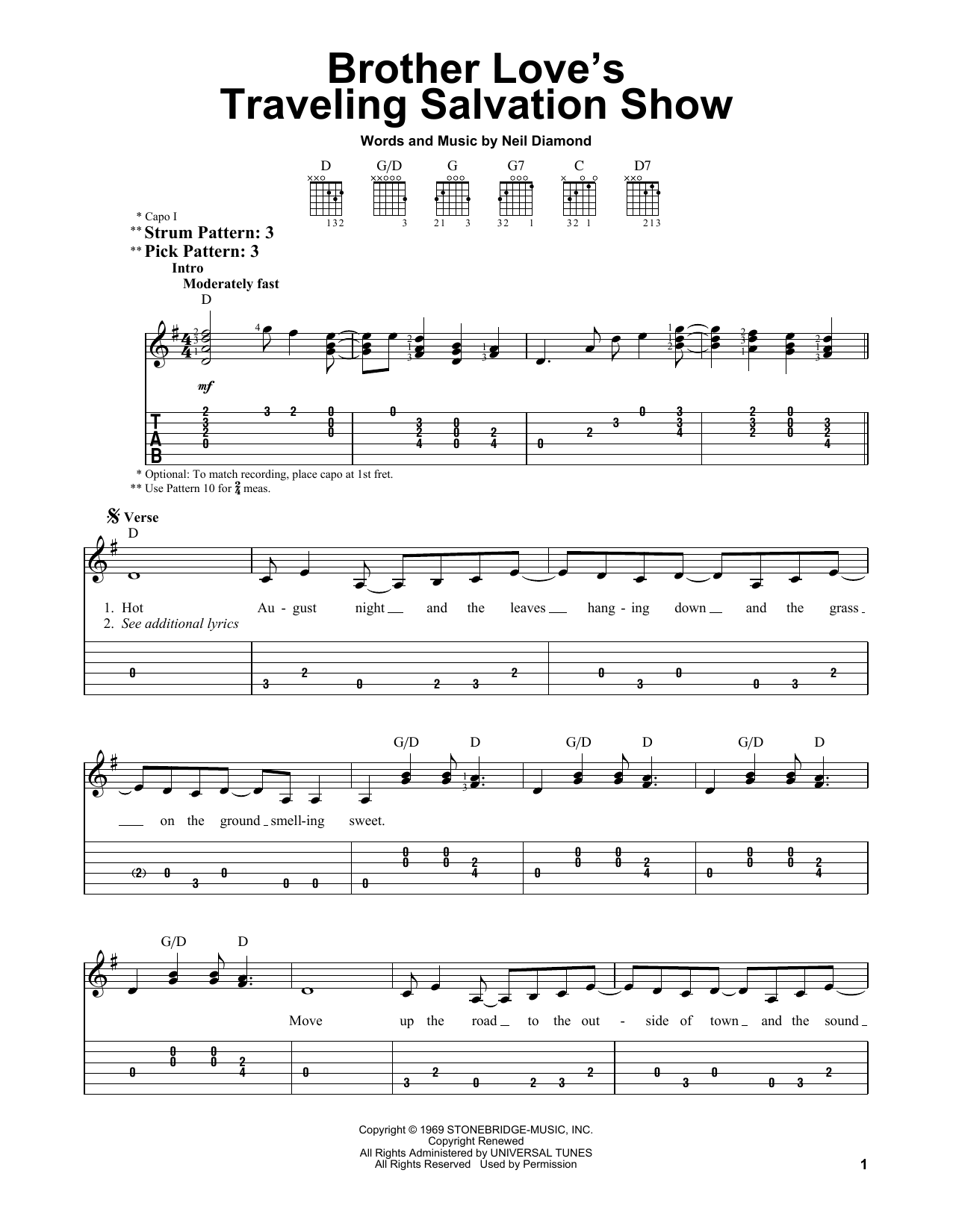 Download Neil Diamond Brother Love's Traveling Salvation Show Sheet Music