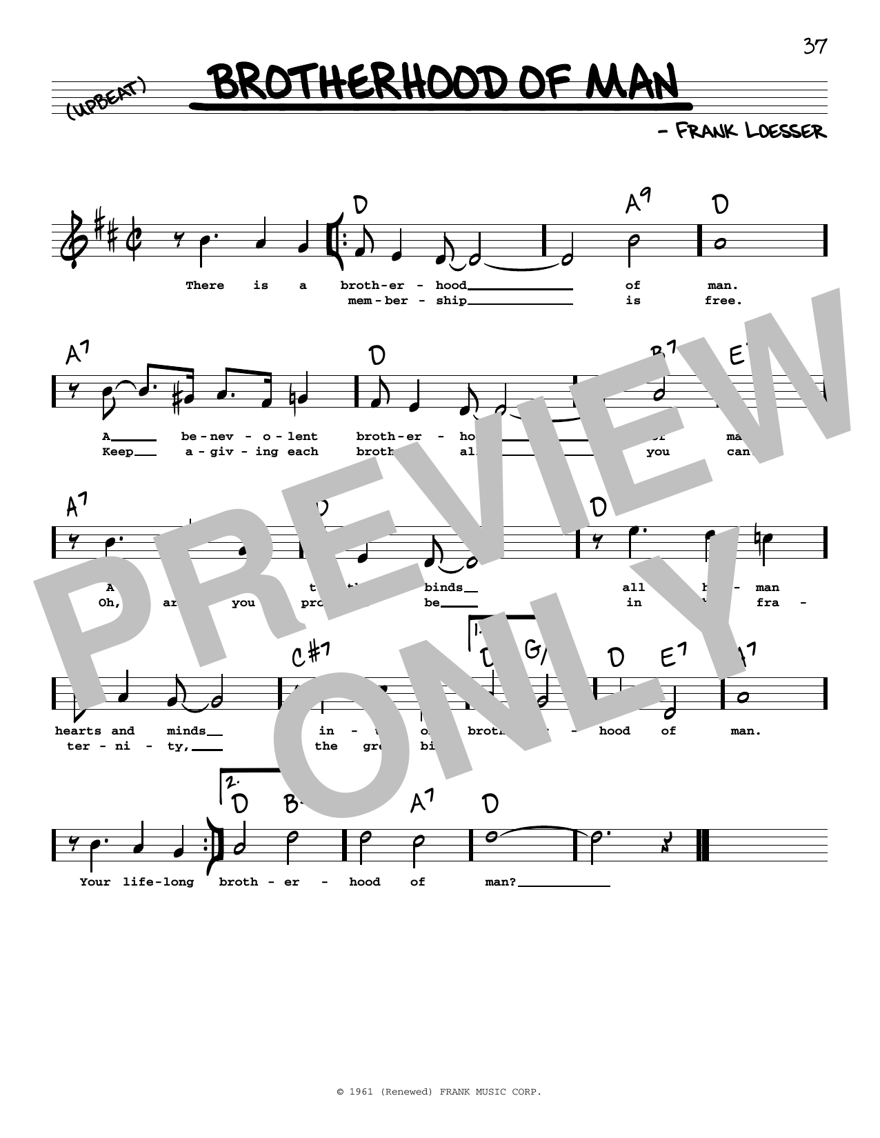 Download Frank Loesser Brotherhood Of Man (High Voice) (from H Sheet Music