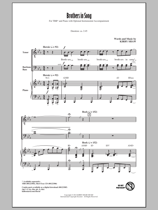 Download Kirby Shaw Brothers In Song Sheet Music