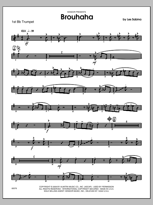 Download Les Sabina Brouhaha - 1st Bb Trumpet Sheet Music