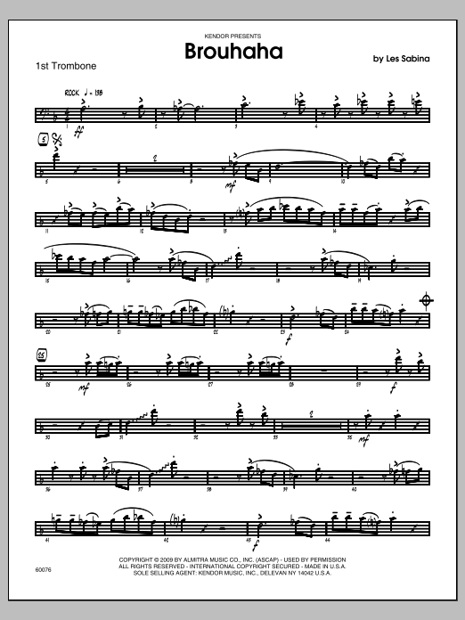 Download Les Sabina Brouhaha - 1st Trombone Sheet Music