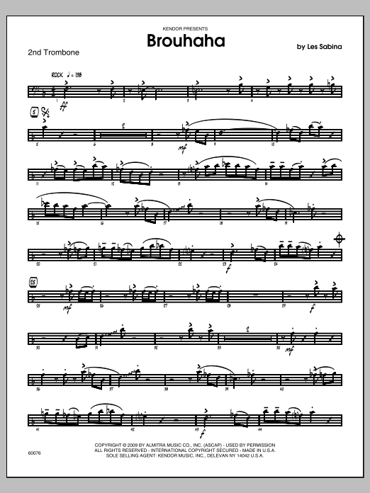 Download Les Sabina Brouhaha - 2nd Trombone Sheet Music