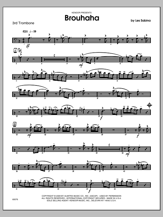 Download Les Sabina Brouhaha - 3rd Trombone Sheet Music