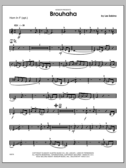 Download Les Sabina Brouhaha - Horn in F Sheet Music