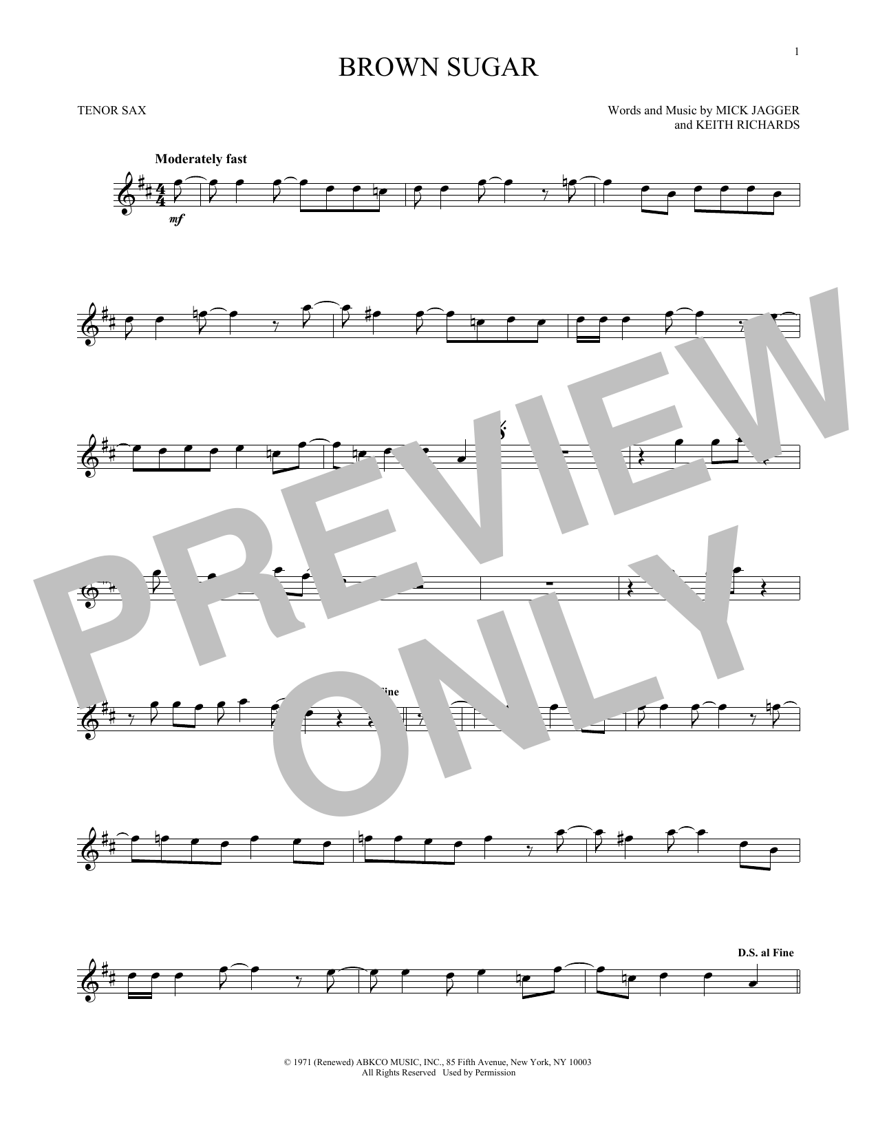 Download The Rolling Stones Brown Sugar Sheet Music