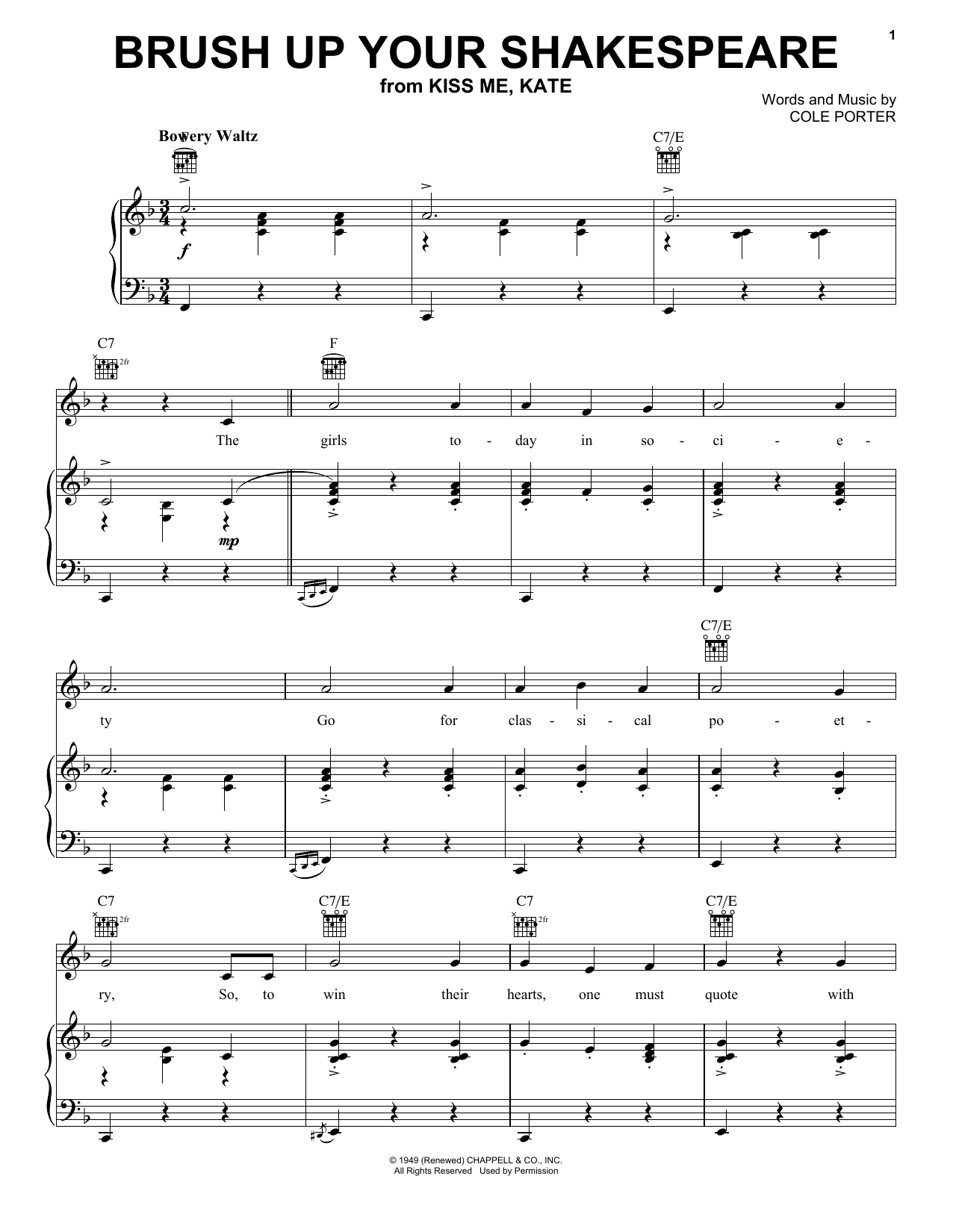 Cole Porter Brush Up Your Shakespeare (from Kiss Me, Kate) sheet music notes printable PDF score