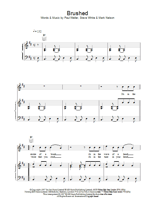 Paul Weller Brushed sheet music notes printable PDF score