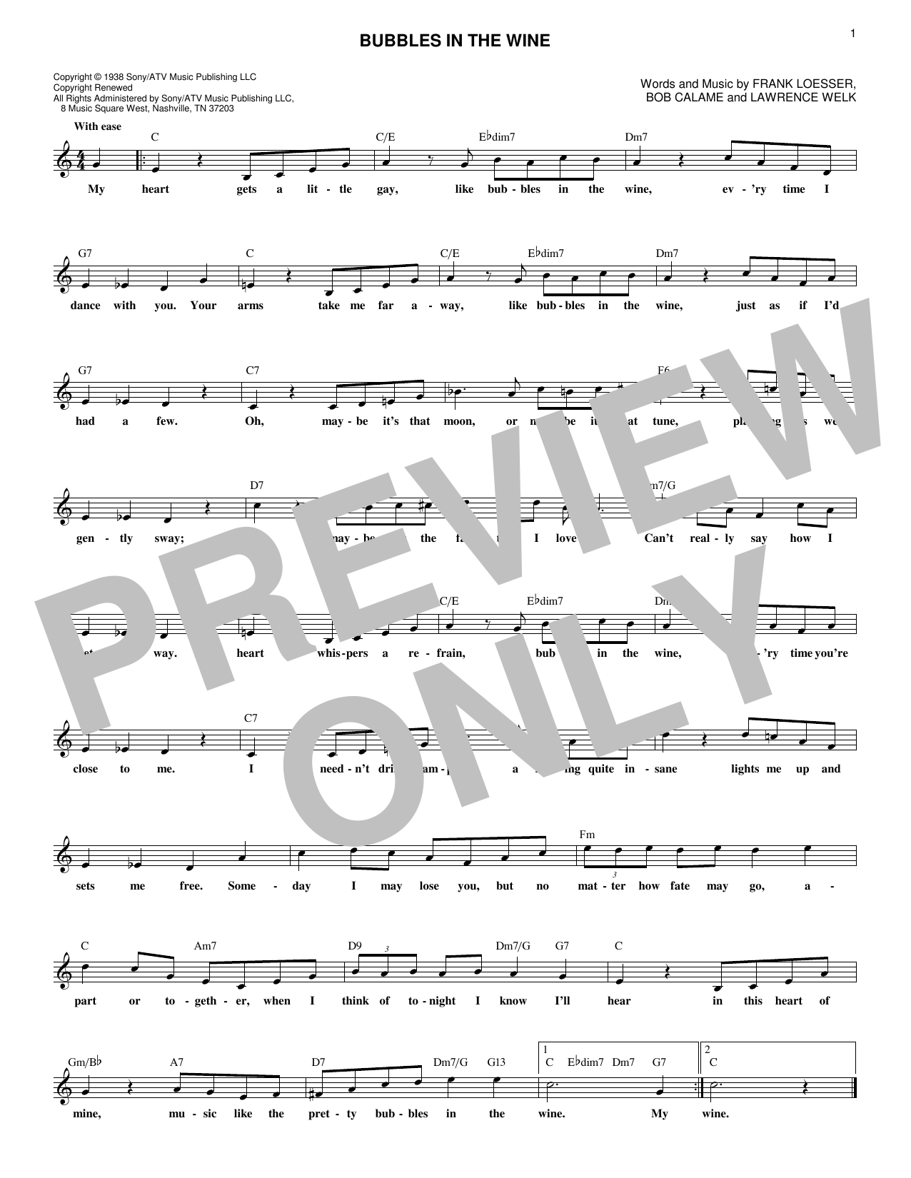 Download Frank Loesser Bubbles In The Wine Sheet Music