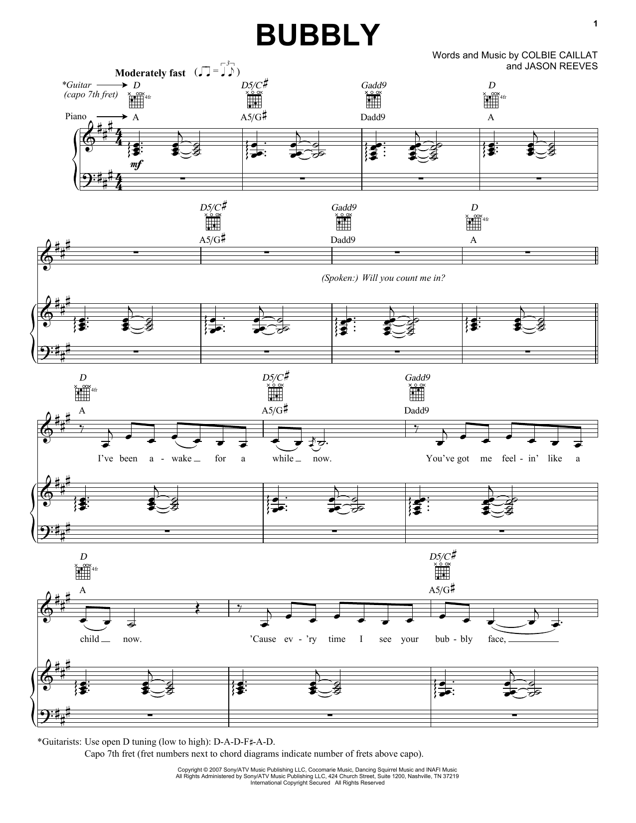Download Colbie Caillat Bubbly Sheet Music