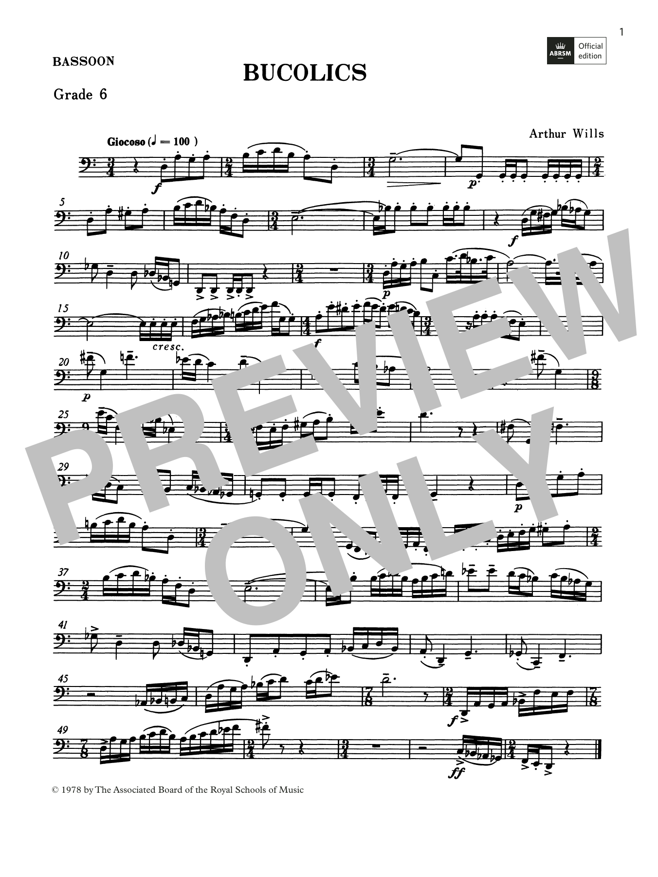 Download Arthur Wills Bucolics (Grade 6 List C10 from the ABR Sheet Music