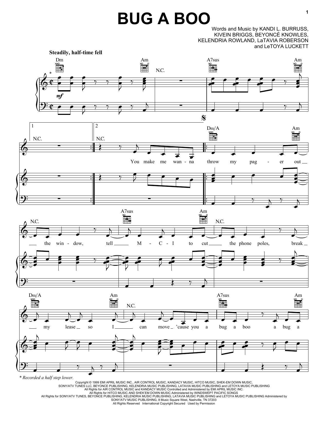 Download Destiny's Child Bug A Boo Sheet Music