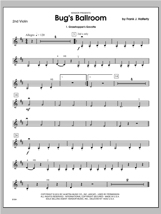 Download Halferty Bug's Ballroom - Violin 2 Sheet Music
