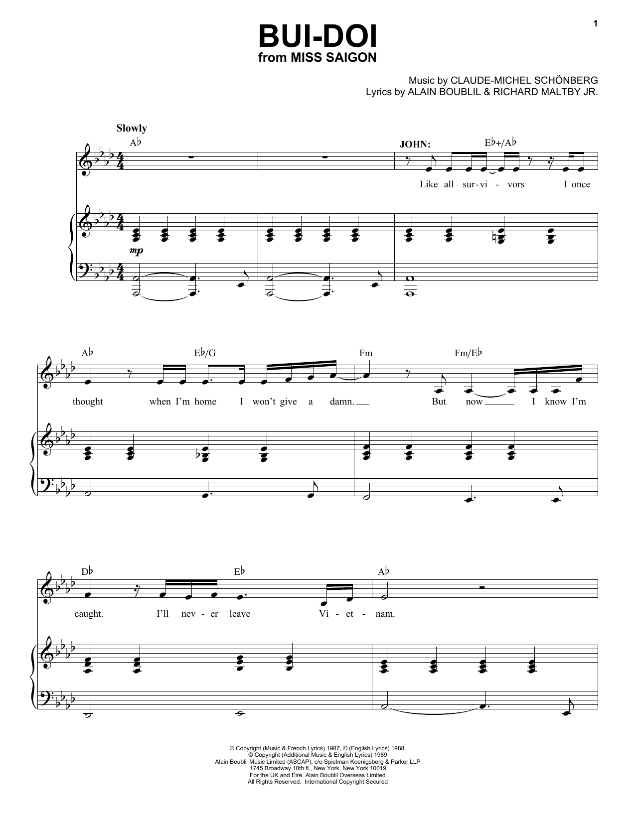 Download Claude-Michel Schönberg Bui-Doi Sheet Music