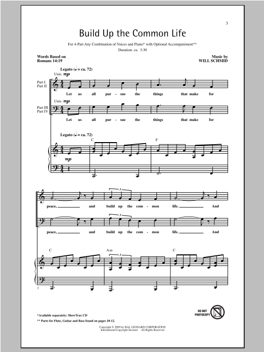 Download Will Schmid Build Up The Common Life Sheet Music