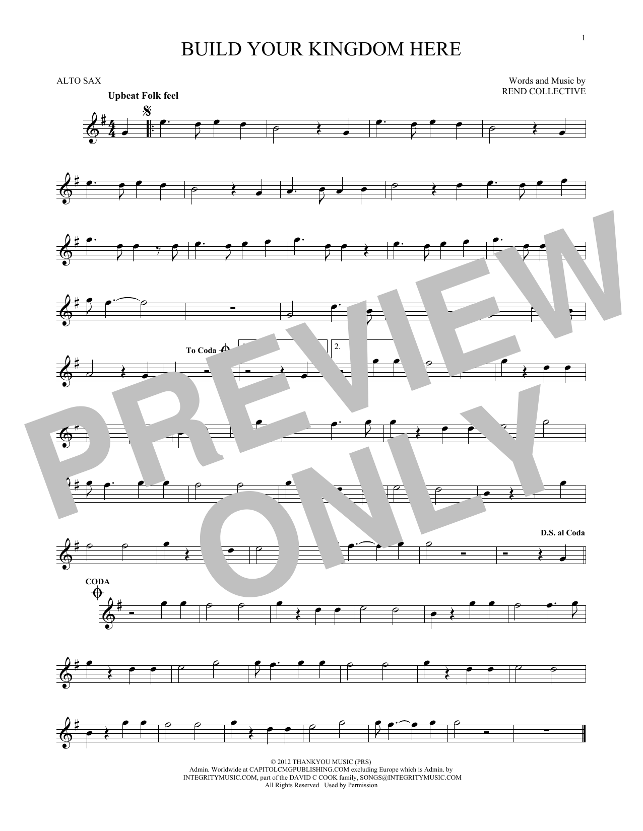 Rend Collective Build Your Kingdom Here sheet music notes printable PDF score