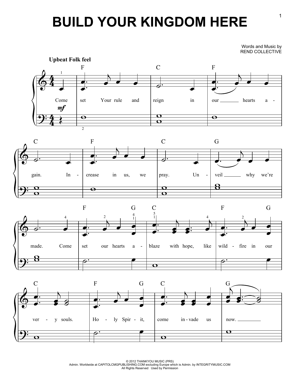 Download Rend Collective Build Your Kingdom Here Sheet Music