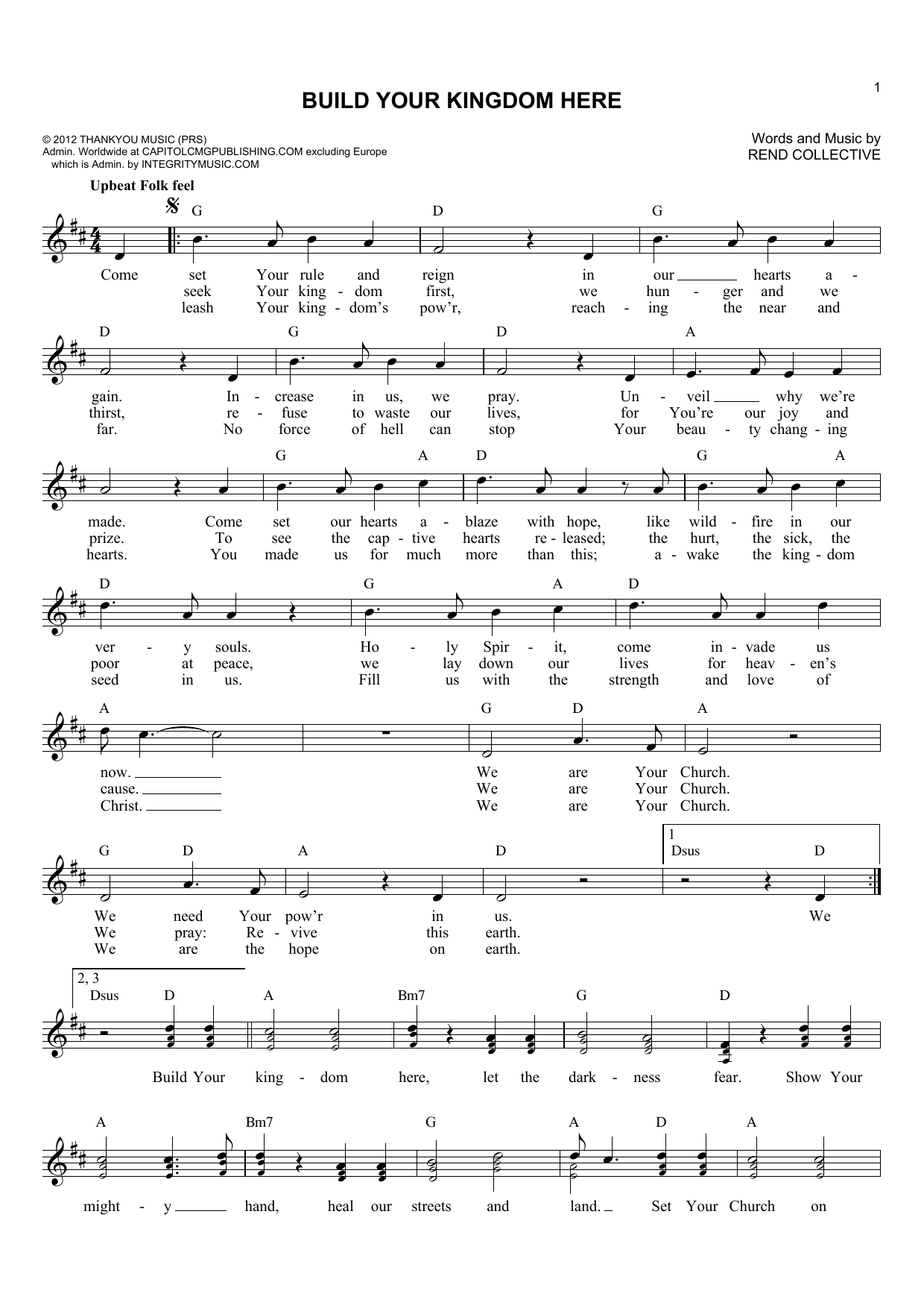 Download Rend Collective Build Your Kingdom Here Sheet Music