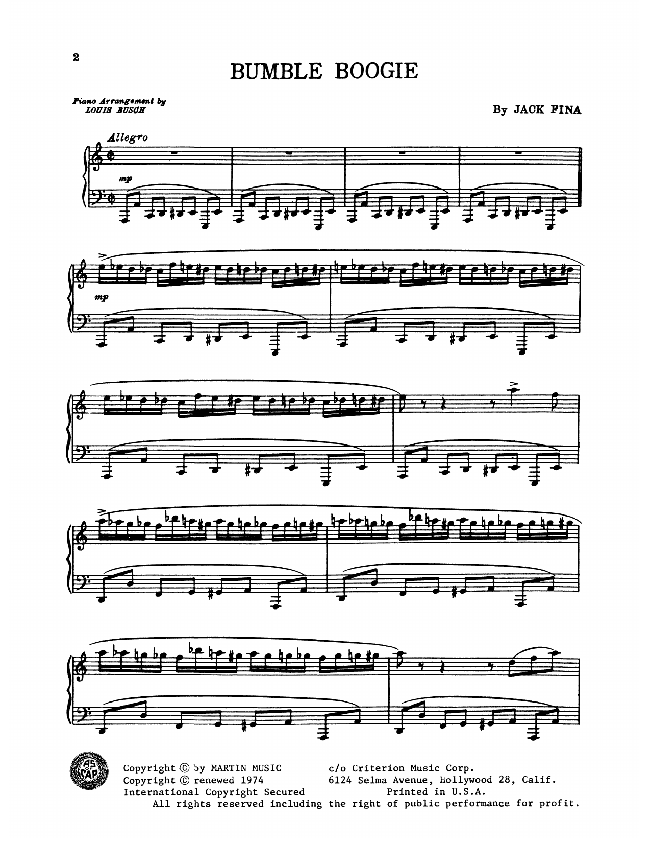 Download Freddy Martin and His Orchestra Bumble Boogie Sheet Music