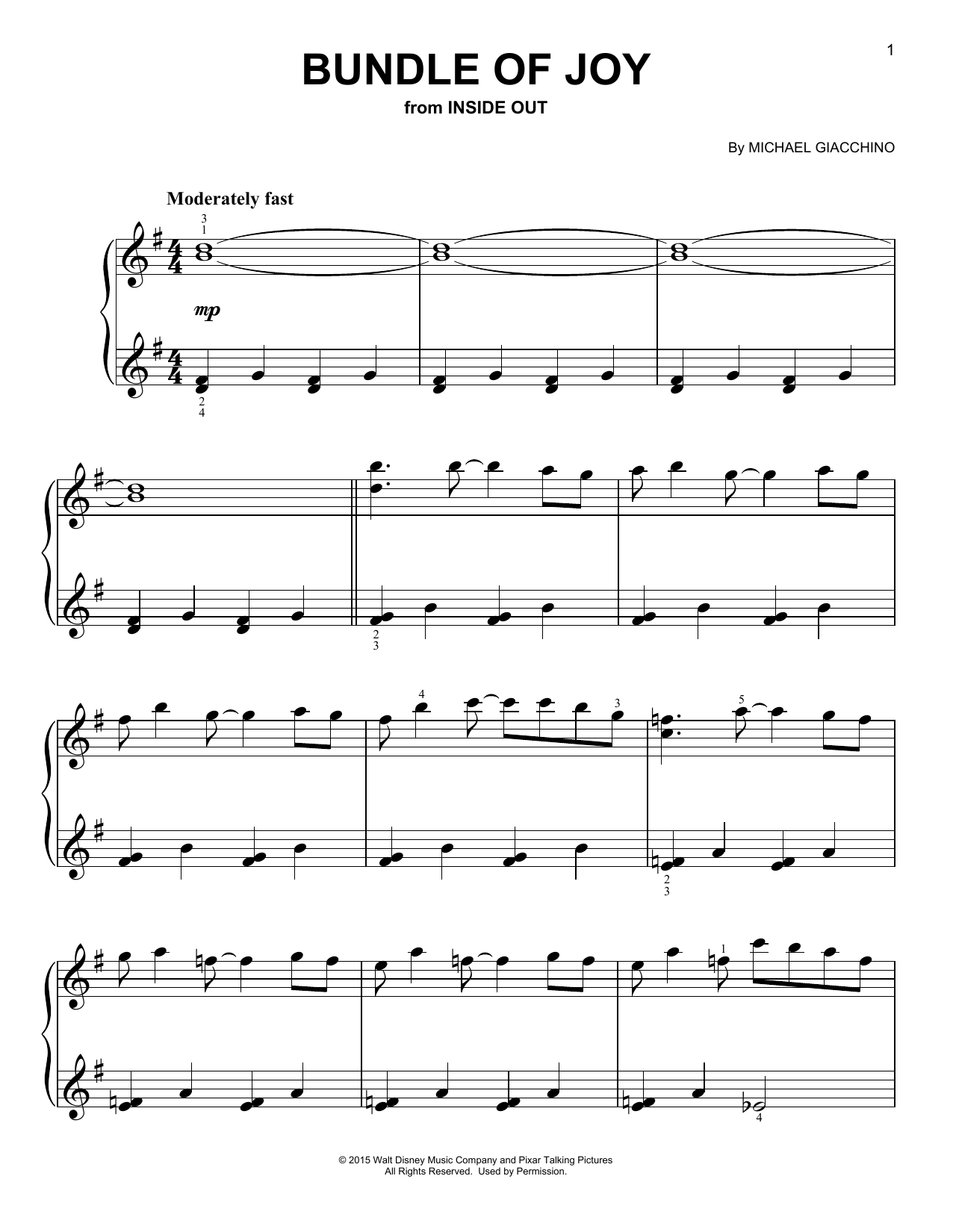 Download Michael Giacchino Bundle Of Joy Sheet Music