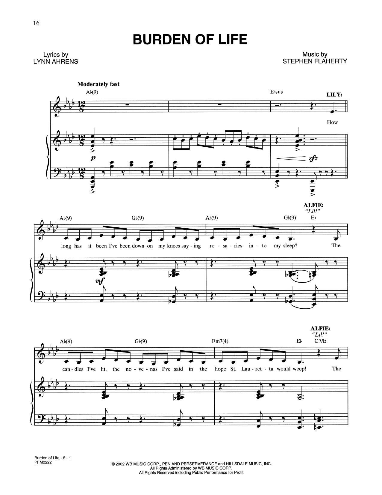 Lynn Ahrens and Stephen Flaherty Burden Of Life (from A Man Of No Importance: A New Musical) sheet music notes printable PDF score