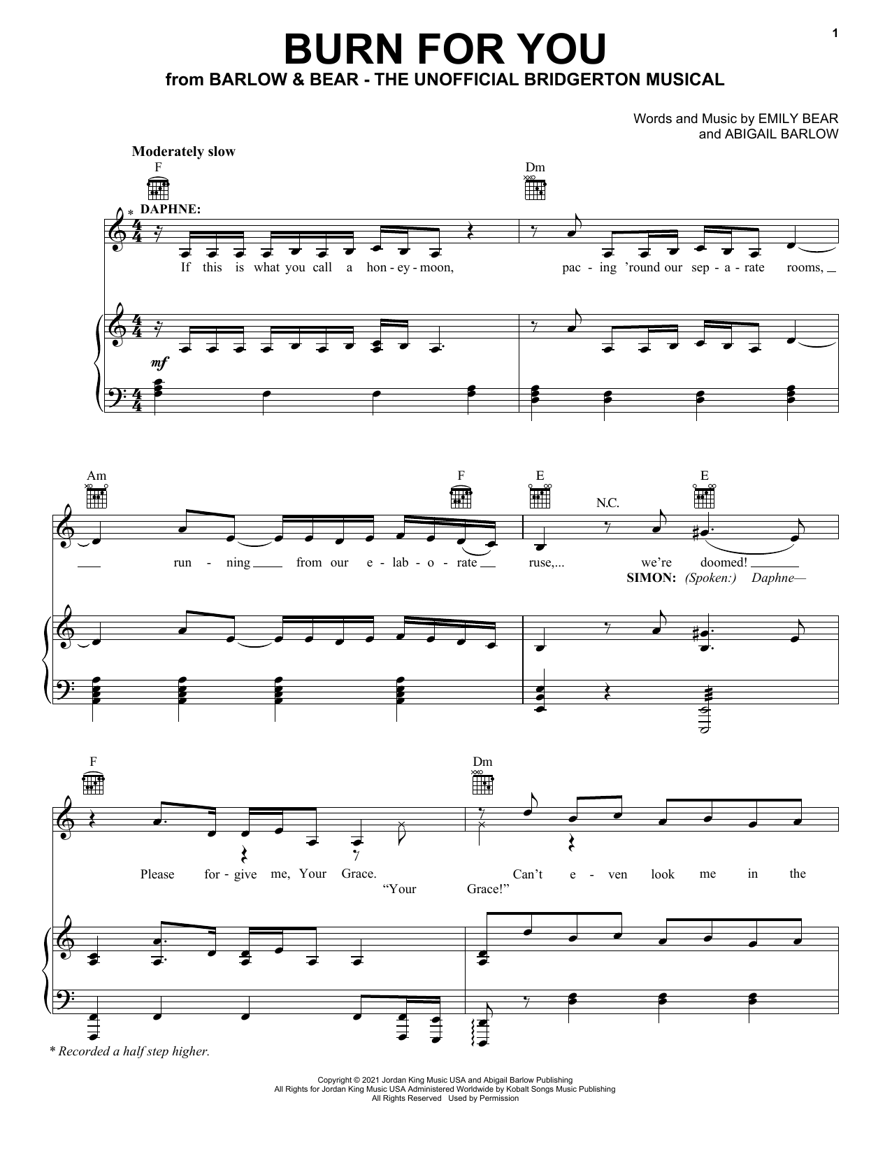 Download Barlow & Bear Burn For You (from The Unofficial Bridg Sheet Music