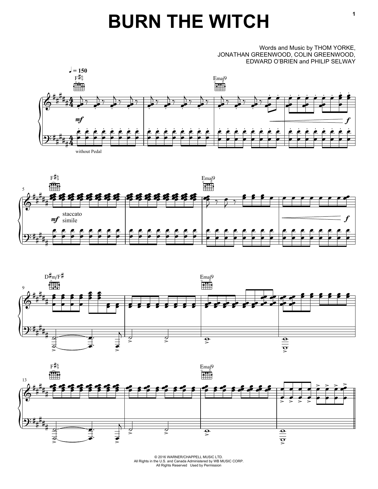 Download Radiohead Burn The Witch Sheet Music