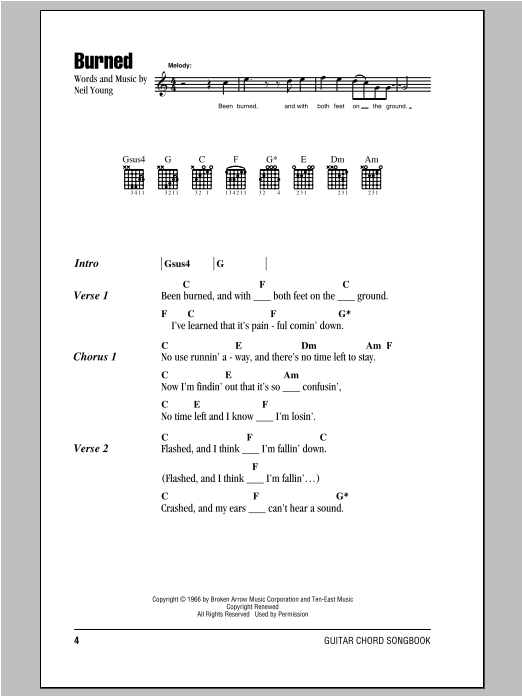 Download Neil Young Burned Sheet Music