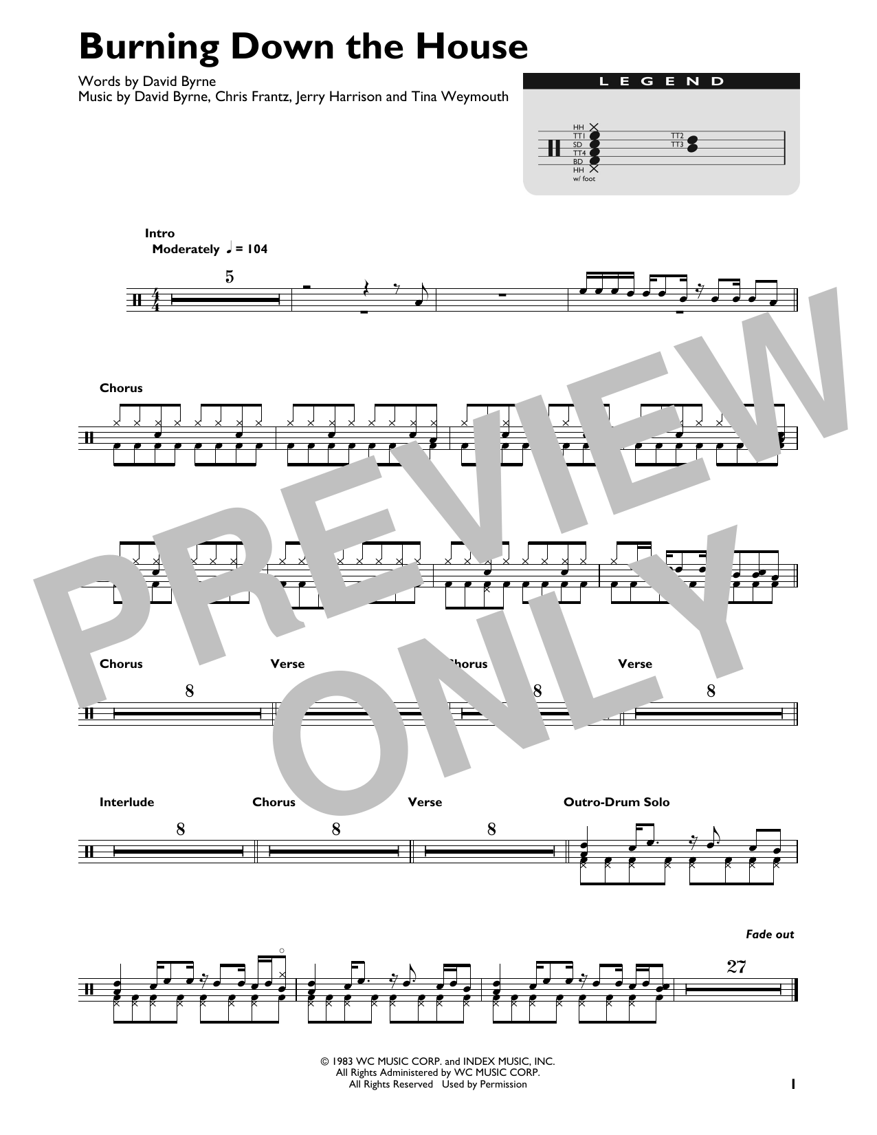 Download Talking Heads Burning Down The House Sheet Music