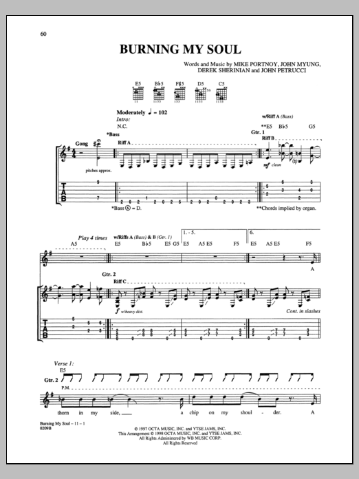 Download Dream Theater Burning My Soul Sheet Music