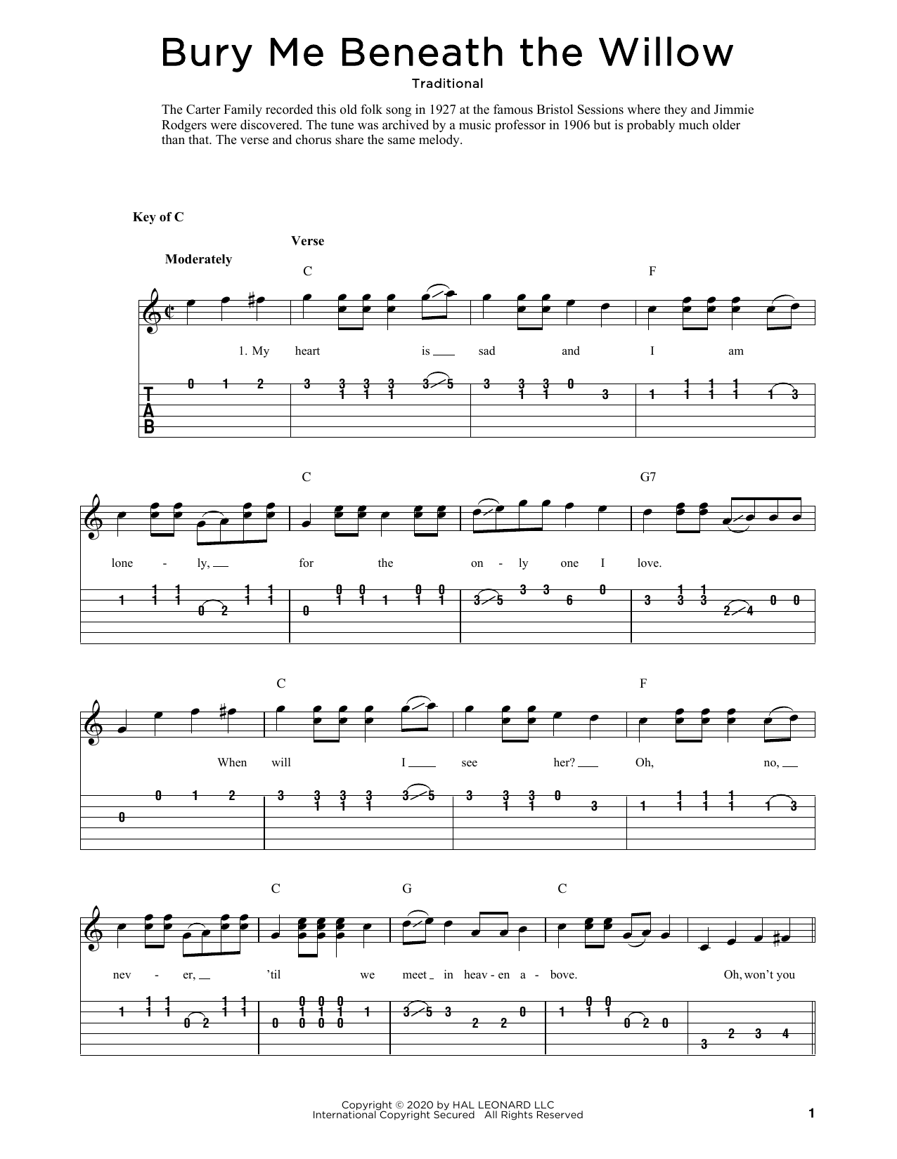 Download Traditional Bury Me Beneath The Willow (arr. Fred S Sheet Music