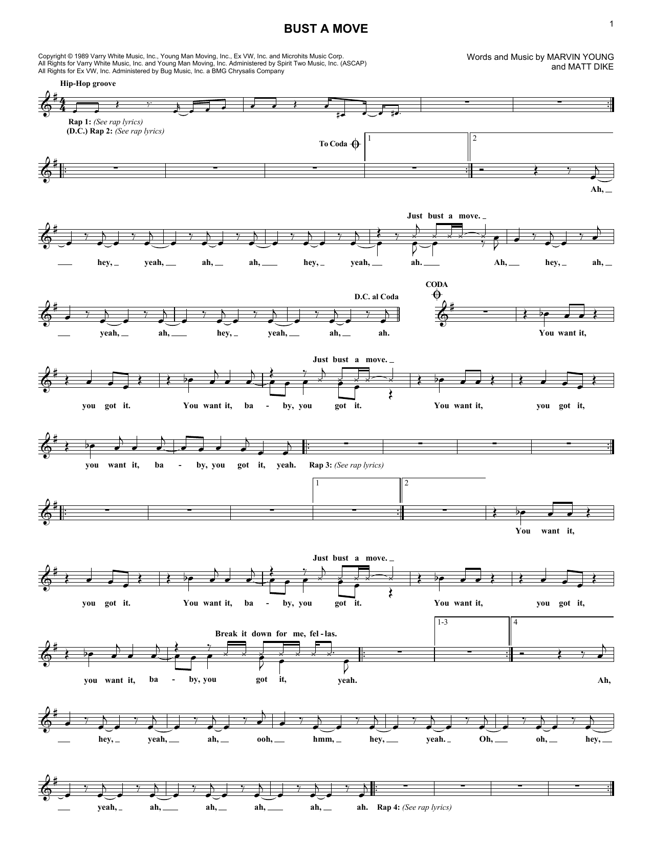 Download Young MC Bust A Move Sheet Music