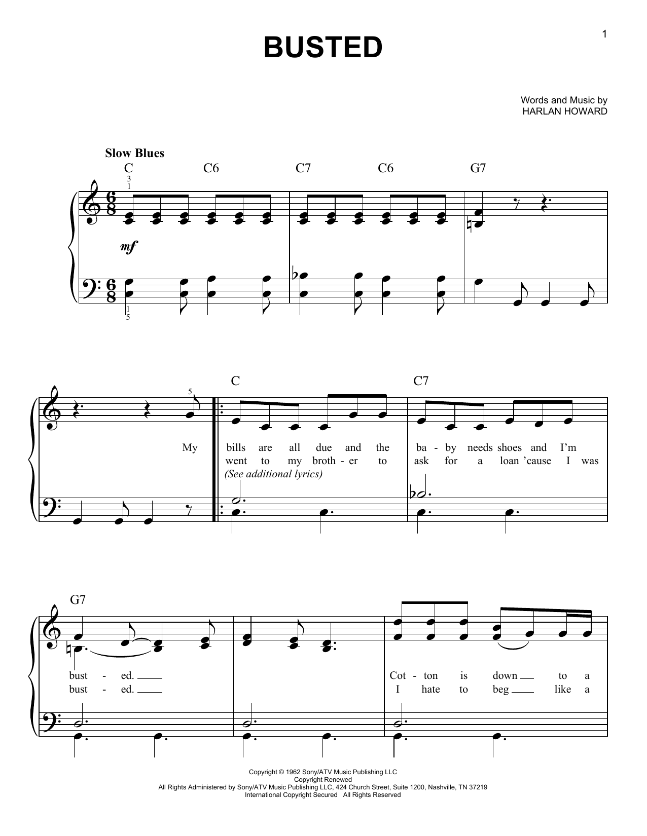 Download Johnny Cash Busted Sheet Music