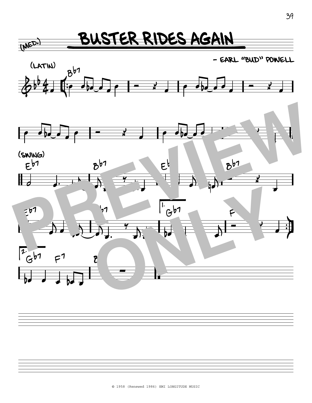 Download Bud Powell Buster Rides Again Sheet Music