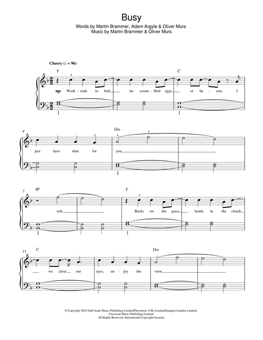 Download Olly Murs Busy Sheet Music