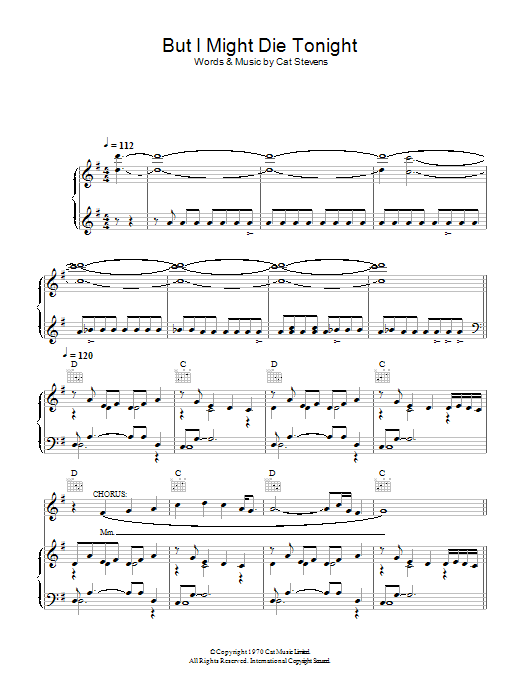Download Cat Stevens But I Might Die Tonight (from the music Sheet Music