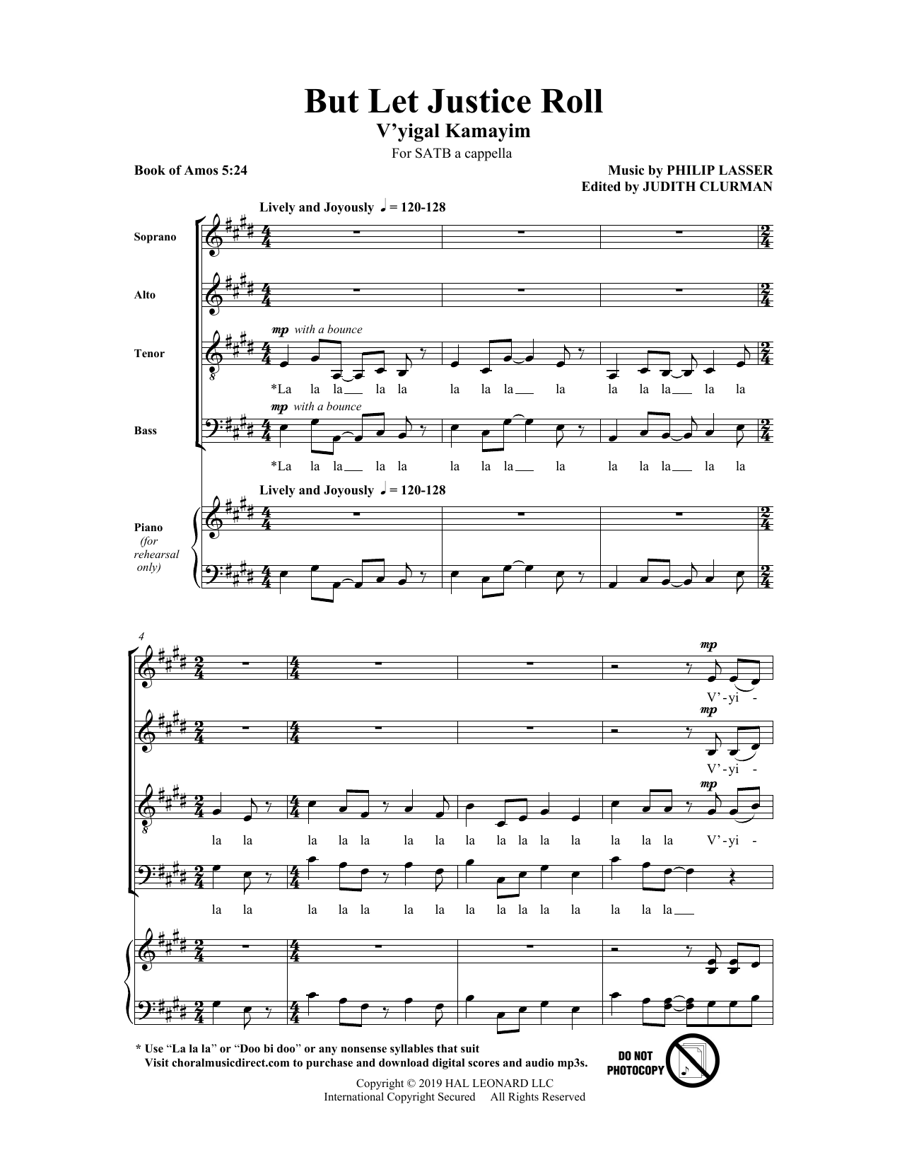 Download Philip Lasser But Let Justice Roll Sheet Music