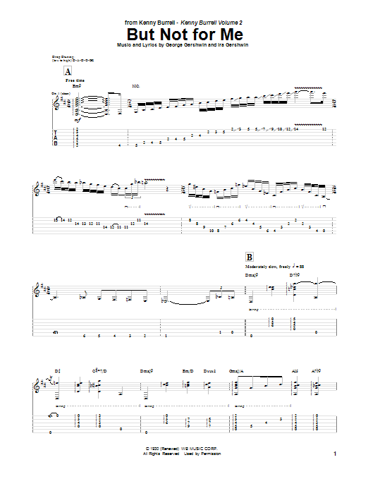 Download Kenny Burrell But Not For Me Sheet Music