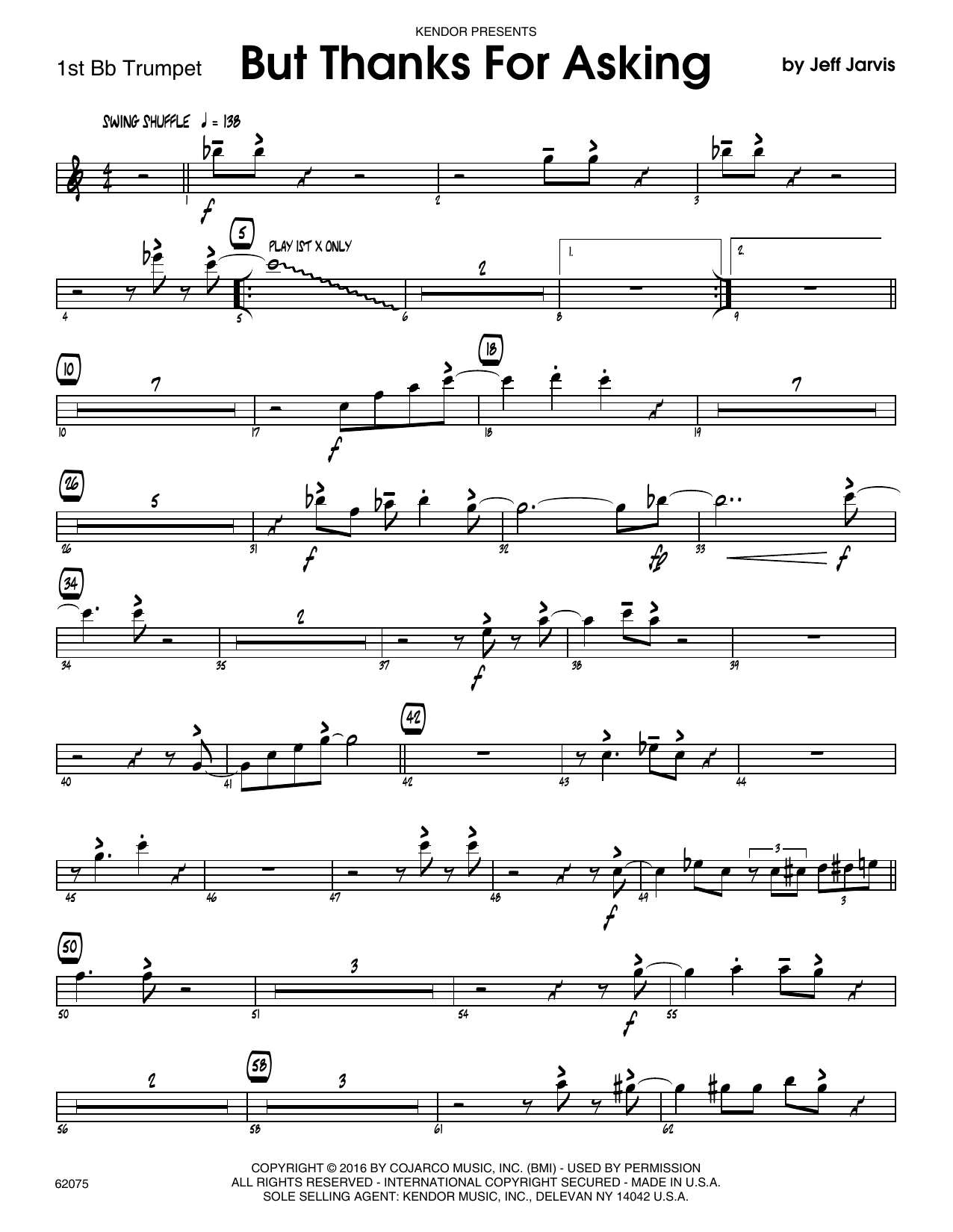 Download Jeff Jarvis But Thanks For Asking - 1st Bb Trumpet Sheet Music