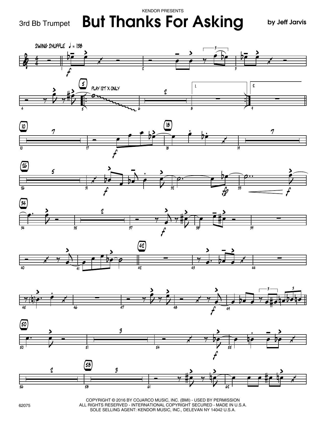 Download Jeff Jarvis But Thanks For Asking - 3rd Bb Trumpet Sheet Music