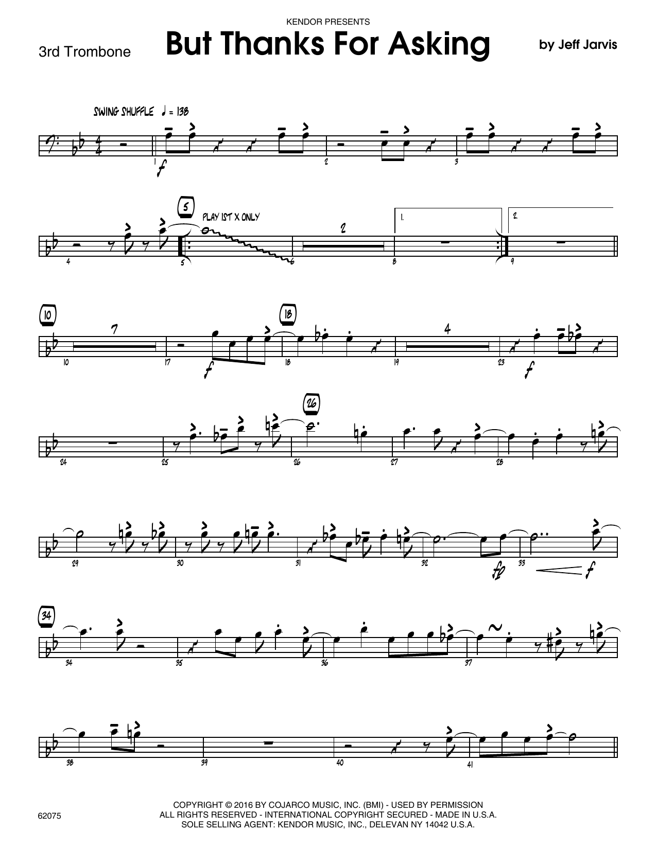 Download Jeff Jarvis But Thanks For Asking - 3rd Trombone Sheet Music