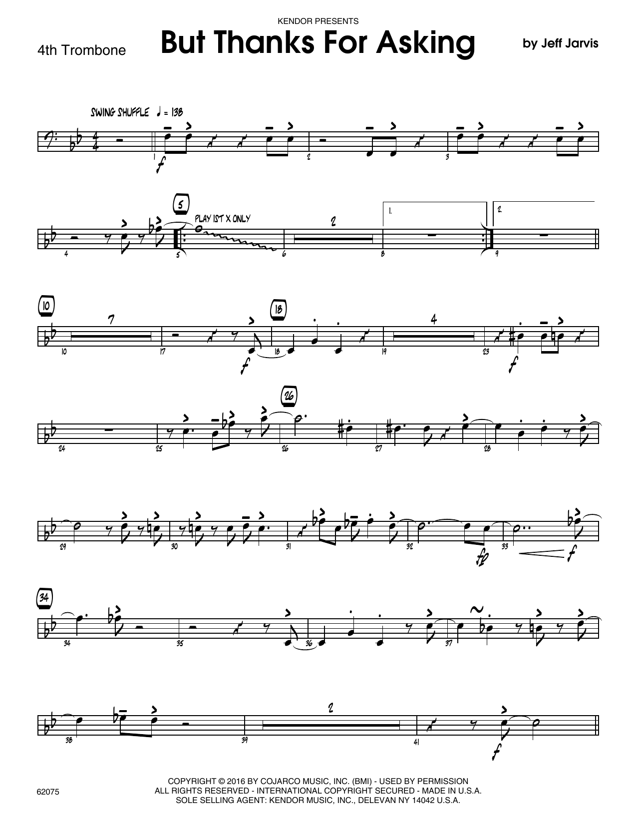 Download Jeff Jarvis But Thanks For Asking - 4th Trombone Sheet Music