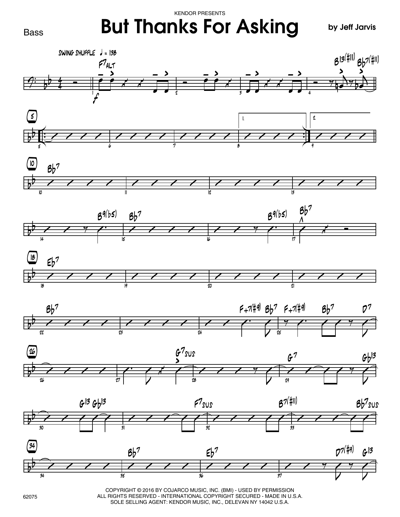 Download Jeff Jarvis But Thanks For Asking - Bass Sheet Music