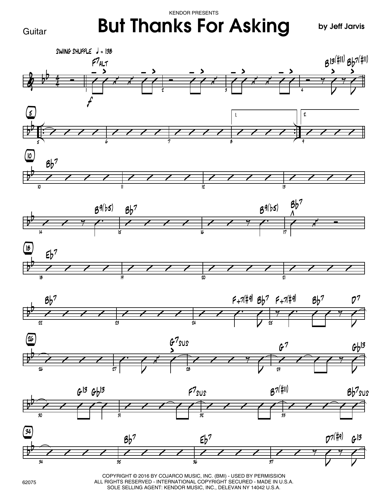 Download Jeff Jarvis But Thanks For Asking - Guitar Sheet Music