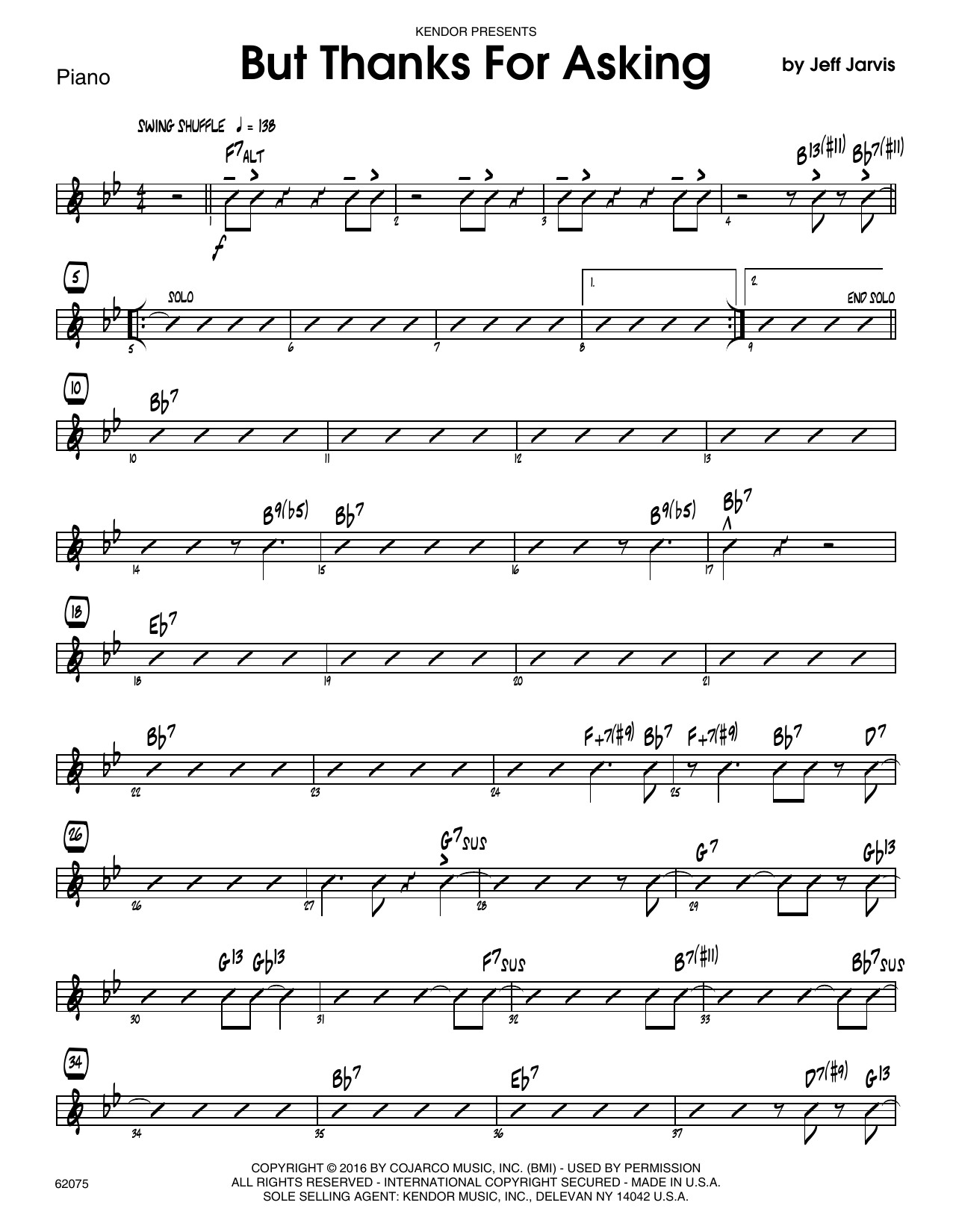 Download Jeff Jarvis But Thanks For Asking - Piano Sheet Music