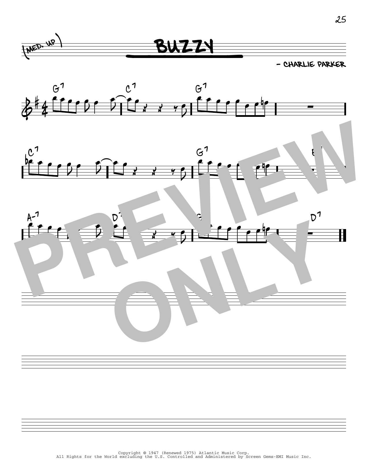 Download Charlie Parker Buzzy Sheet Music