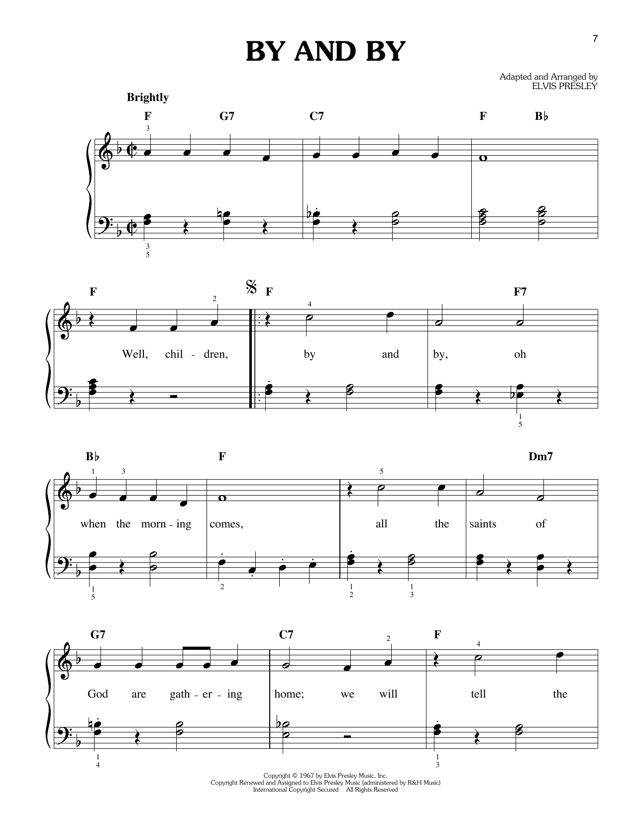 Download Elvis Presley By And By Sheet Music