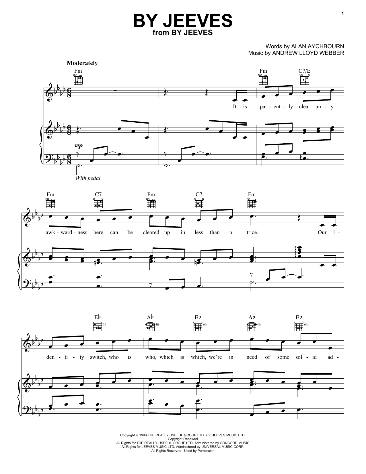 Download Andrew Lloyd Webber By Jeeves Sheet Music