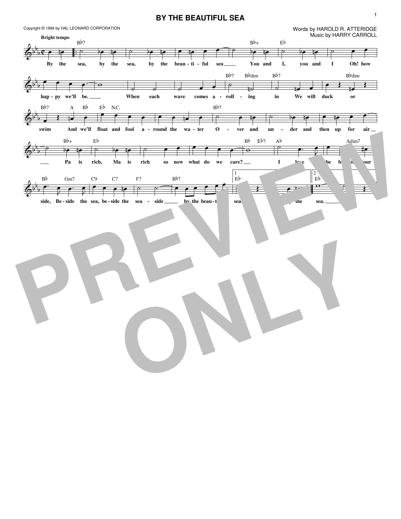 Download Harold R. Atteridge By The Beautiful Sea Sheet Music